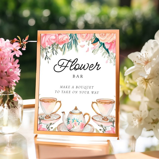 Flower Bar Sign Elegant Tea Party Bridal Shower (Creator Uploaded)