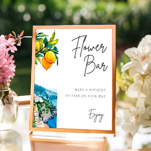 Flower Bar Sign Lemon Amalfi Coast Bridal Shower