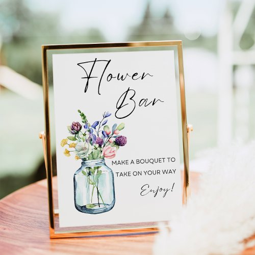 Flower Bar Sign Wildflower Bouquet Bar Print 