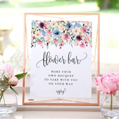 Flower Bar Watercolor Flower Bloom Poster