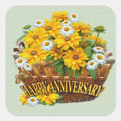 Flower Basket   Anniversary Sticker