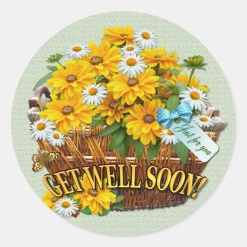 Flower Basket  ~ Round Sticker by shirleypoppy at Zazzle