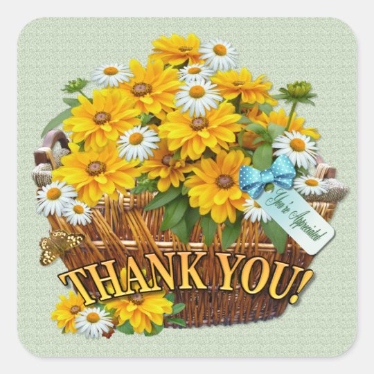 Flower Basket ~ Square Sticker