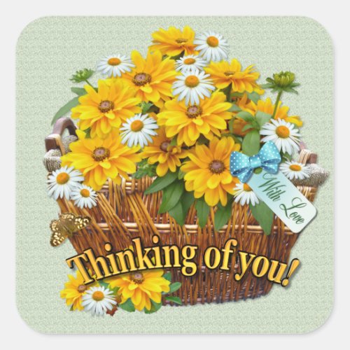 Flower Basket Square Sticker