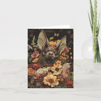 Flower Bat in Black Card