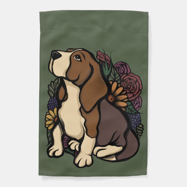 Flower Beagle Garden Flag (Front)