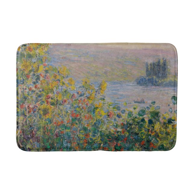 Flower Beds at Vétheuil - Claude Monet Bath Mat (Front)