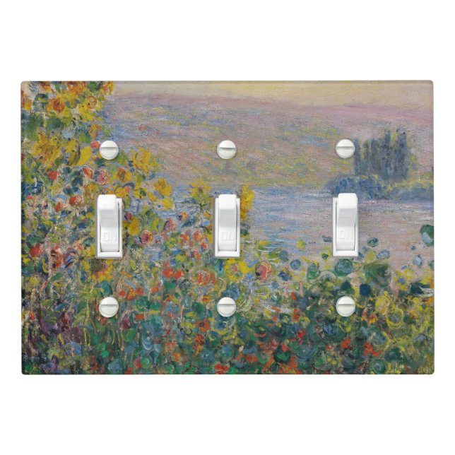 Flower Beds at Vétheuil, Impressionist Landscape Light Switch Cover (In Situ)