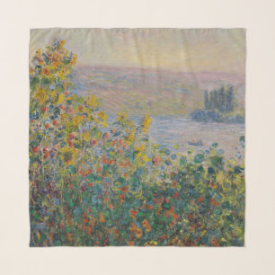 Flower Beds at Vétheuil, Impressionist Landscape Scarf