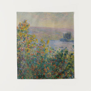 Flower Beds at Vétheuil, Impressionist Landscape Tapestry