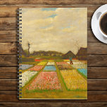 Flower Beds in Holland by van Gogh Notebook<br><div class="desc">Flower Beds in Holland,  also known as Bud Fields,  was Vincent van Gogh's first garden painting.  Painted in 1883. The painting features an overview of geometrically laid out plots of white,  pink,  blue and yellow hyacinths.</div>