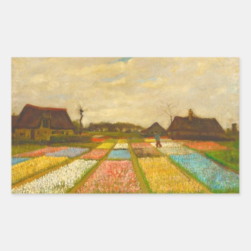 Flower Beds in Holland by van Gogh Rectangular Sticker