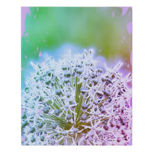 Flower Bee art Faux Wrapped Canvas Print