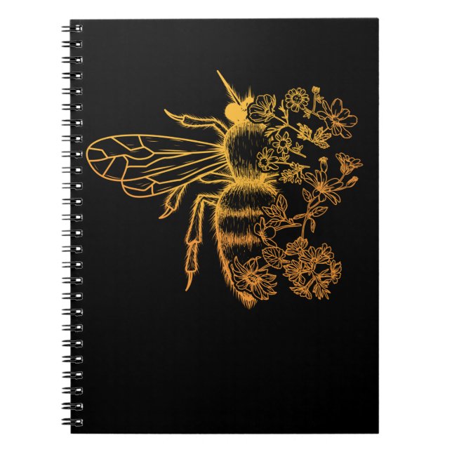 Flower Bee Lover Women Honey Beekeeper Notebook (Front)