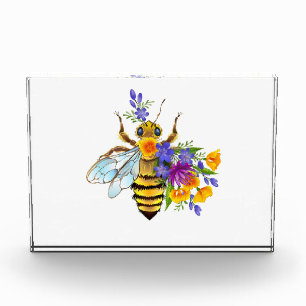 Flower bee with wild plants acrylic award