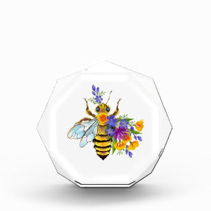 Flower bee with wild plants acrylic award