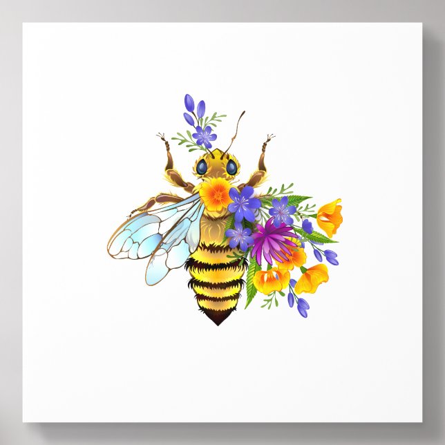 Flower bee with wild plants acrylic photo tile (Front Set)