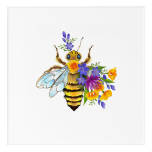 Flower bee with wild plants acrylic print