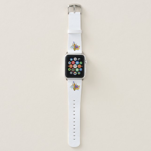 Flower bee with wild plants apple watch band (Front)