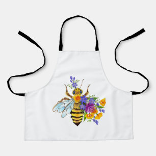 Flower bee with wild plants apron