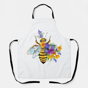 Flower bee with wild plants apron