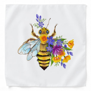 Flower bee with wild plants bandana