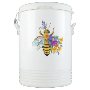 Flower bee with wild plants beverage cooler