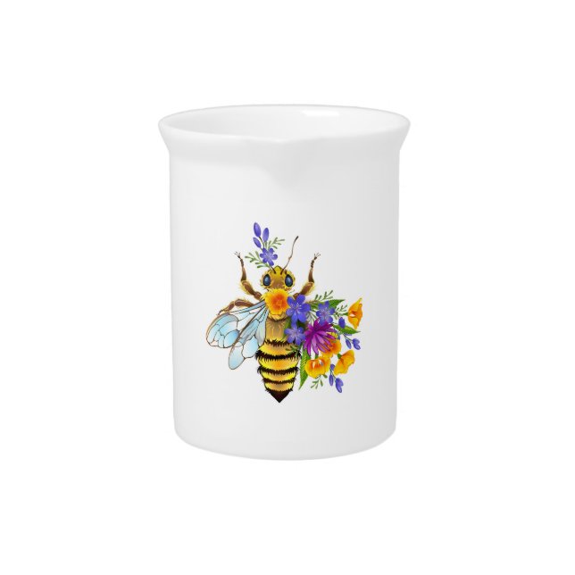 Flower bee with wild plants beverage pitcher (Front)