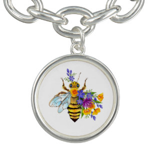 Flower bee with wild plants bracelet