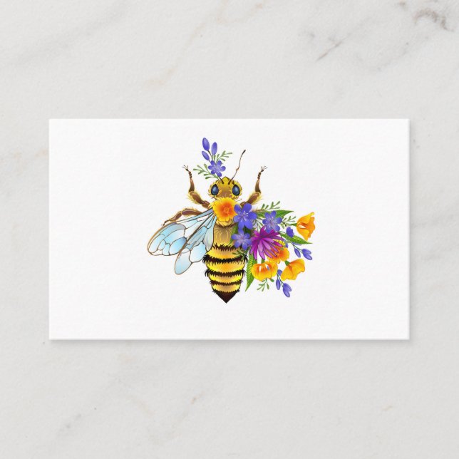 Flower bee with wild plants business card (Front)