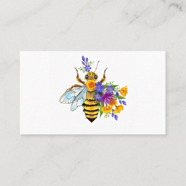 Flower bee with wild plants calling card (Front)