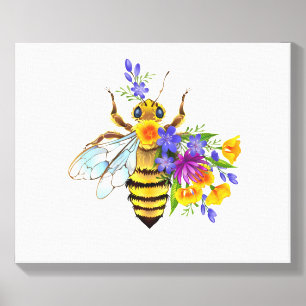Flower bee with wild plants canvas photo tile 