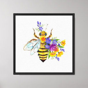 Flower bee with wild plants canvas print