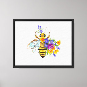 Flower bee with wild plants canvas print