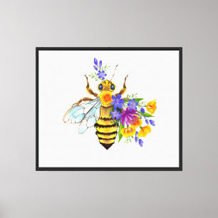Flower bee with wild plants canvas print