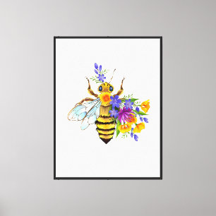 Flower bee with wild plants canvas print