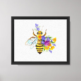 Flower bee with wild plants canvas print