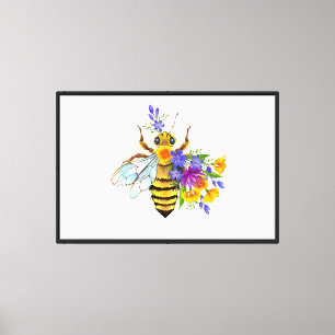 Flower bee with wild plants canvas print