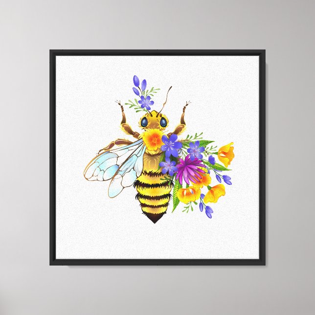 Flower bee with wild plants canvas print (Front)