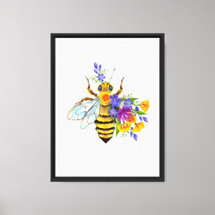 Flower bee with wild plants canvas print