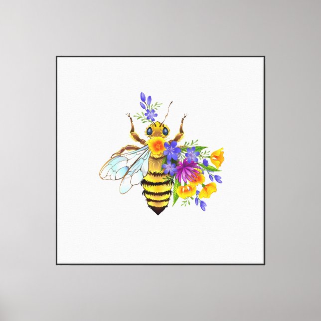 Flower bee with wild plants canvas print (Front)