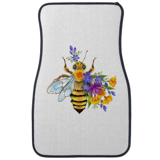 Flower bee with wild plants car floor mat (Front)