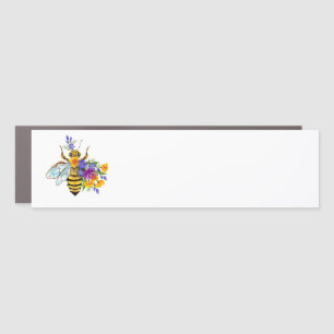 Flower bee with wild plants car magnet