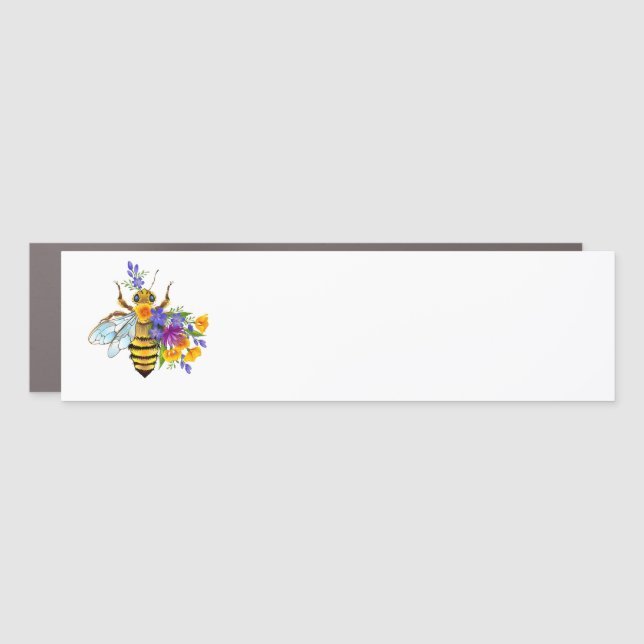 Flower bee with wild plants car magnet (Front)