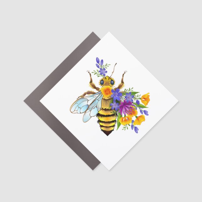Flower bee with wild plants car magnet (Front)