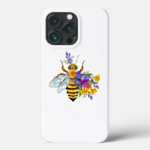 Flower bee with wild plants iPhone 13 pro case