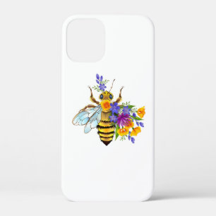 Flower bee with wild plants iPhone 12 mini case