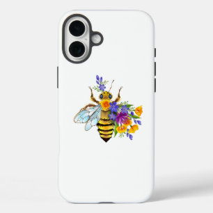 Flower bee with wild plants iPhone 16 plus case