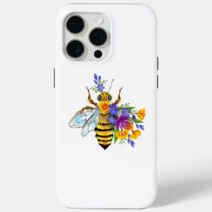 Flower bee with wild plants iPhone 15 pro max case