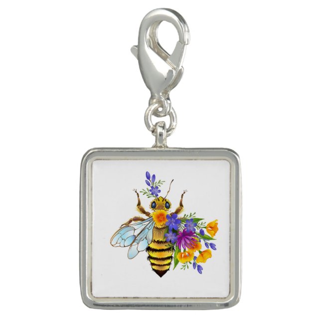 Flower bee with wild plants charm (Front)